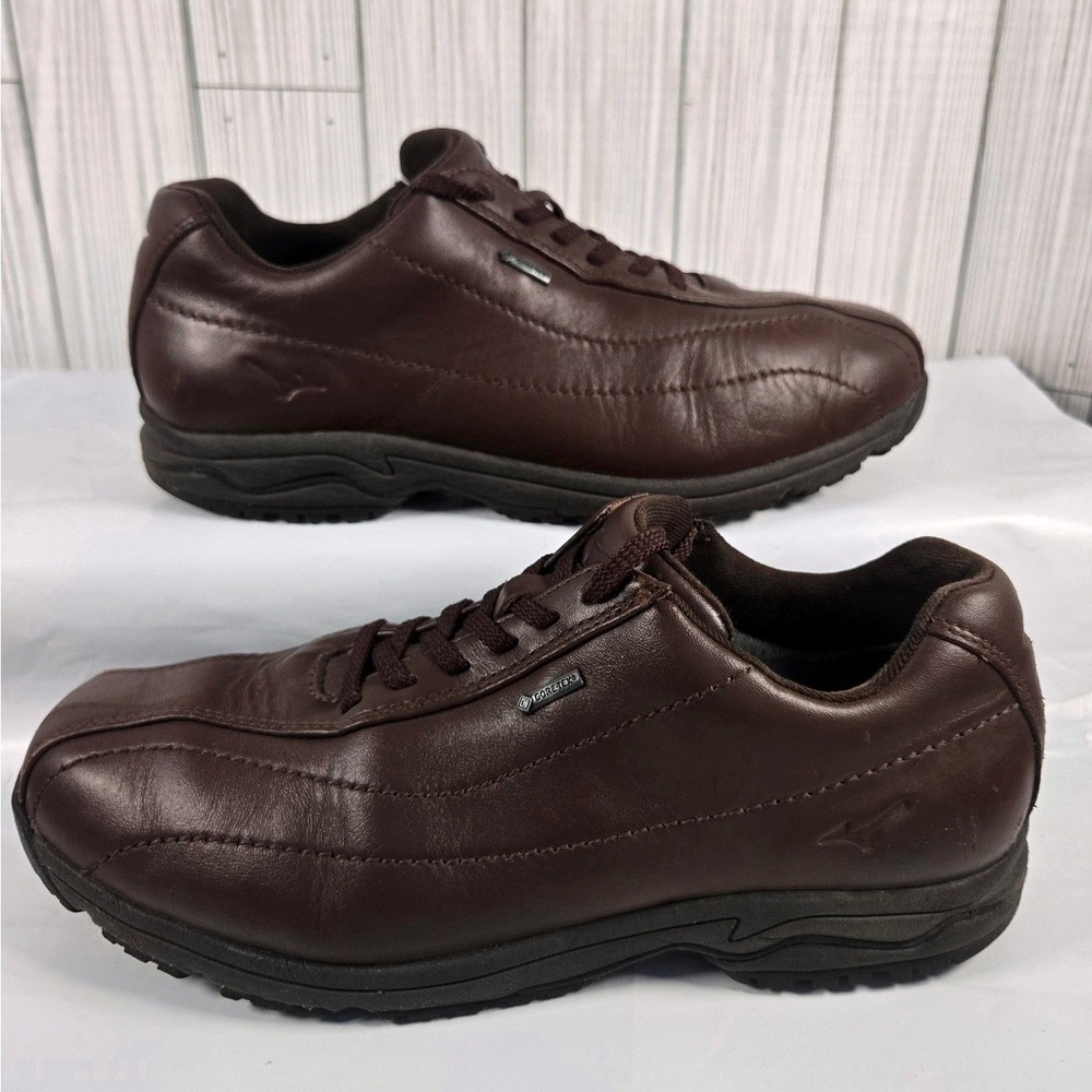 Mizuno Gore-Tex Brown Leather Walking Utility‎ Shoes Side Zip Mens Size 7 Unisex